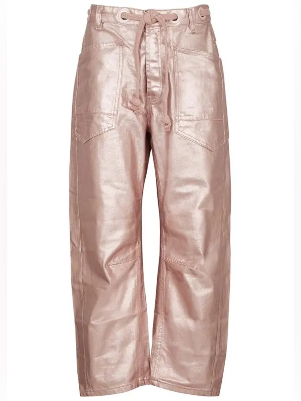 NWOT Free People We The Free Moxie Metallic Low-Slung Barrel Jeans - pink - 26 - Picture 7 of 11